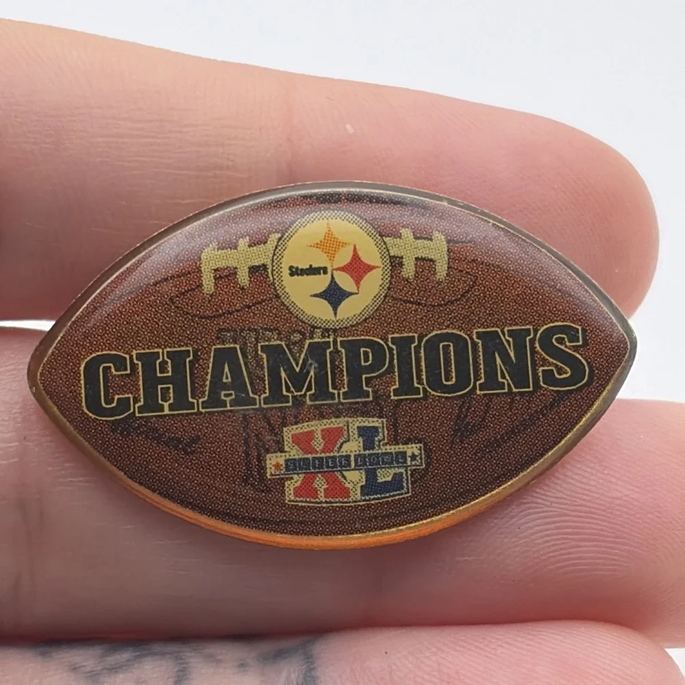 Super Bowl XL Pittsburgh Steelers Champions NFL Football Lapel Hat Pin